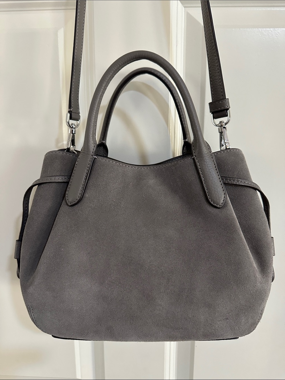 Kate Spade Dumpling Small Satchel Gray Hare Suede, NWOT - Picture 3 of 10